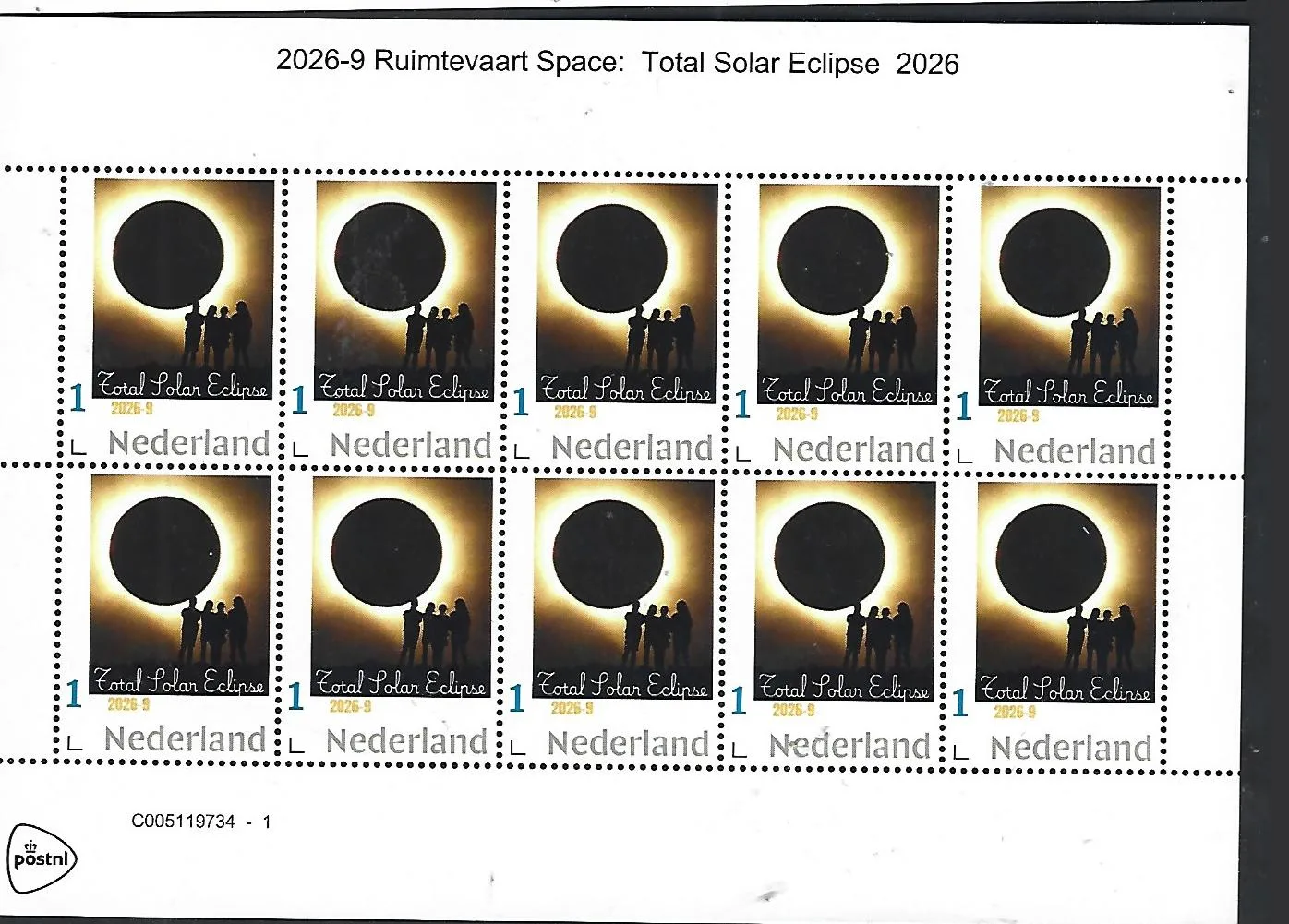 Niederlande 2026-9 Raumfahrt Space: Totale Sonnenfinsternis 2026 postfrisch