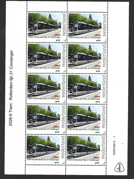 Nederland 2026-9  Tram:  Rotterdam Coolsingel  sheetlet postfris/mnh