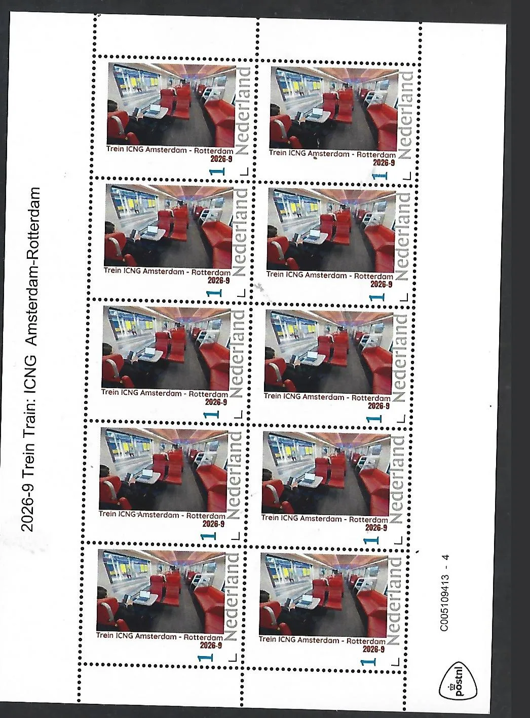 Nederland 2026-9 Trein Train:  ICNG  Amsterdam - Rotterdam  sheetlet postfris/mnh
