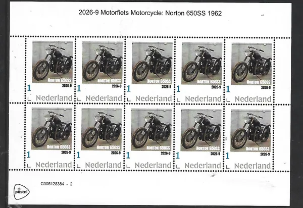 Pays-Bas 2026-9 Motocyclette Motorcycle Norton 650SS 1962 feuillet neuf sans charnière/mnh
