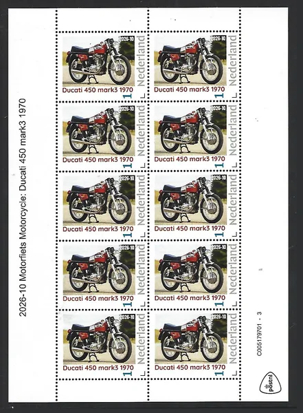 Niederlande 2026-10  Motorrad Ducati 450 Mark 3 1970  Kleinbogen postfrisch
