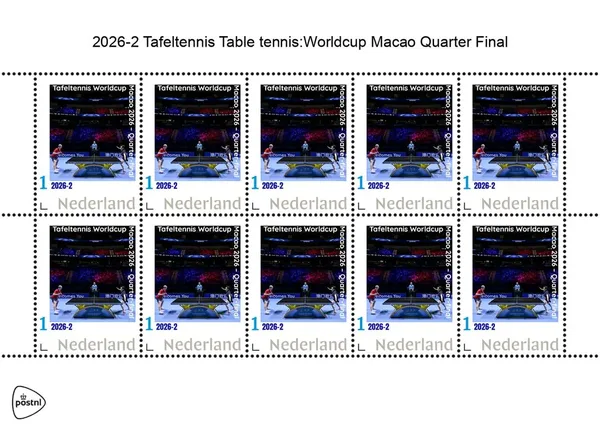 Niederlande 2026-2 Tafeltennis Table tennis: Men's and Women's WC Macao 2026 Quarter-final sheet postfrisch