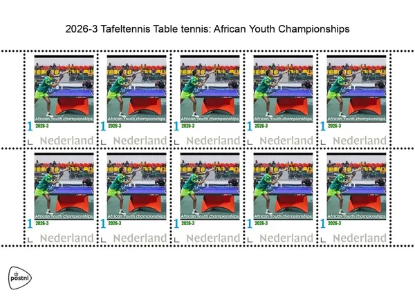 Nederland 2026-3 Tafeltennis Table tennis: African Youth Championships  sheetlet  postfris/mnh