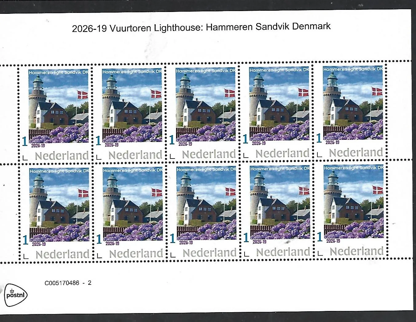 Nederland 2026-19 Vuurtoren Hammeren Sandvik Denmark sheetlet postfris/mnh