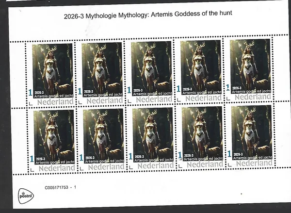 Nederland 2026-3 Mythologie Mythology: Artemis goddess of the hunt SHEET postfris/mnh