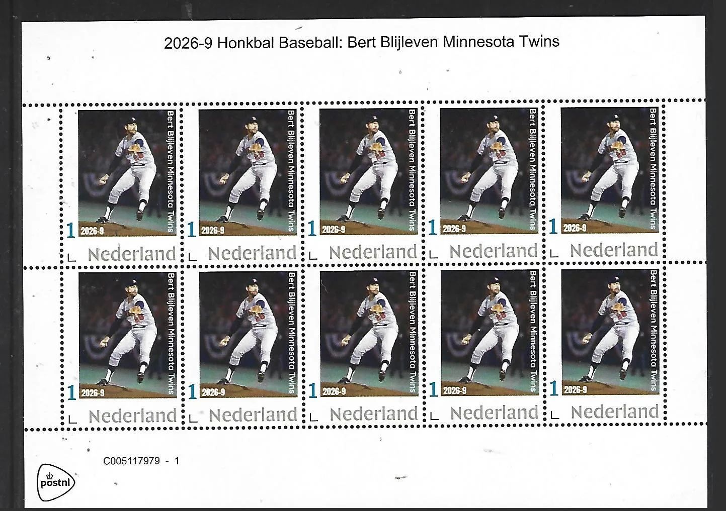 Netherlands 2026-9 Baseball: Bert Blyleven sheet MNH