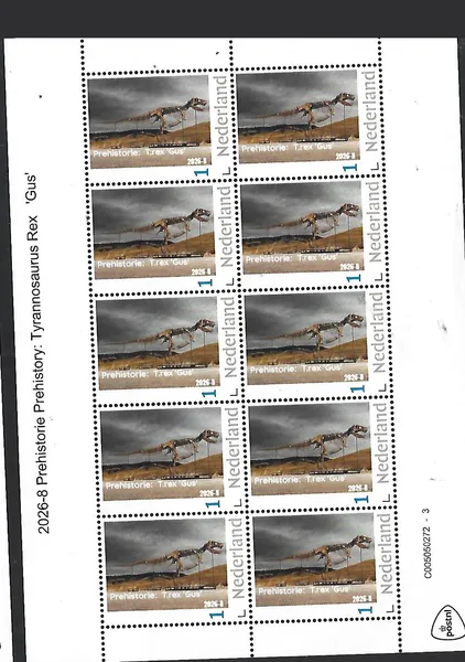 Nederland 2026-8 Prehistorie Prehistoric: Tyrannosaurus Rex 'Gus' SHEET postfris/mnh
