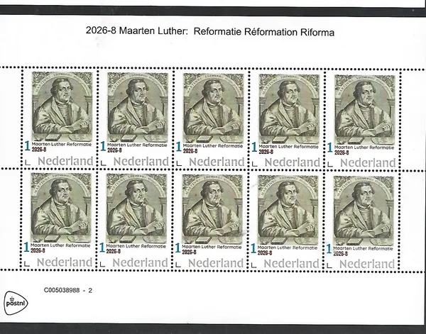Netherlands 2026-8 Martin Luther: Reformation Linda Hall sheet MNH