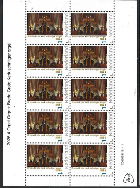 Netherlands 2026-4 Organ: Grote Church Breda sheet MNH