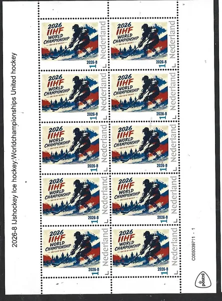 Nederland 2026-8 IJshokcey Ice Hockey: IHF Worldchampionships 2026 sheetlet postfris/mnh