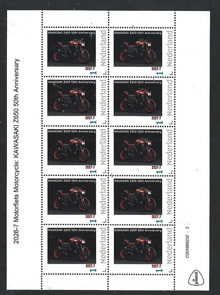 Nederland 2026-7 Motorfiets Motorcycles: Kawasaki Z650 50th anniversary SHEETLET postfris/mnh