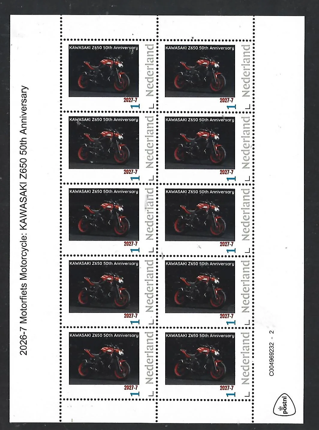 Netherlands 2026-7 Motorcycle: Kawasaki Z650 50th anniversary SHEETLET MNH