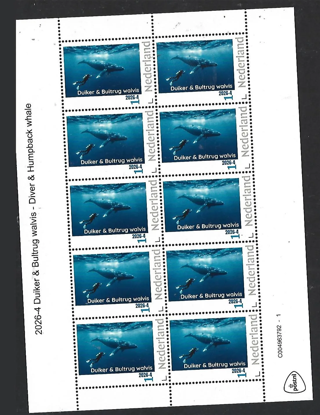 Netherlands 2026-4 Scuba diver & Humpback Whale MNH