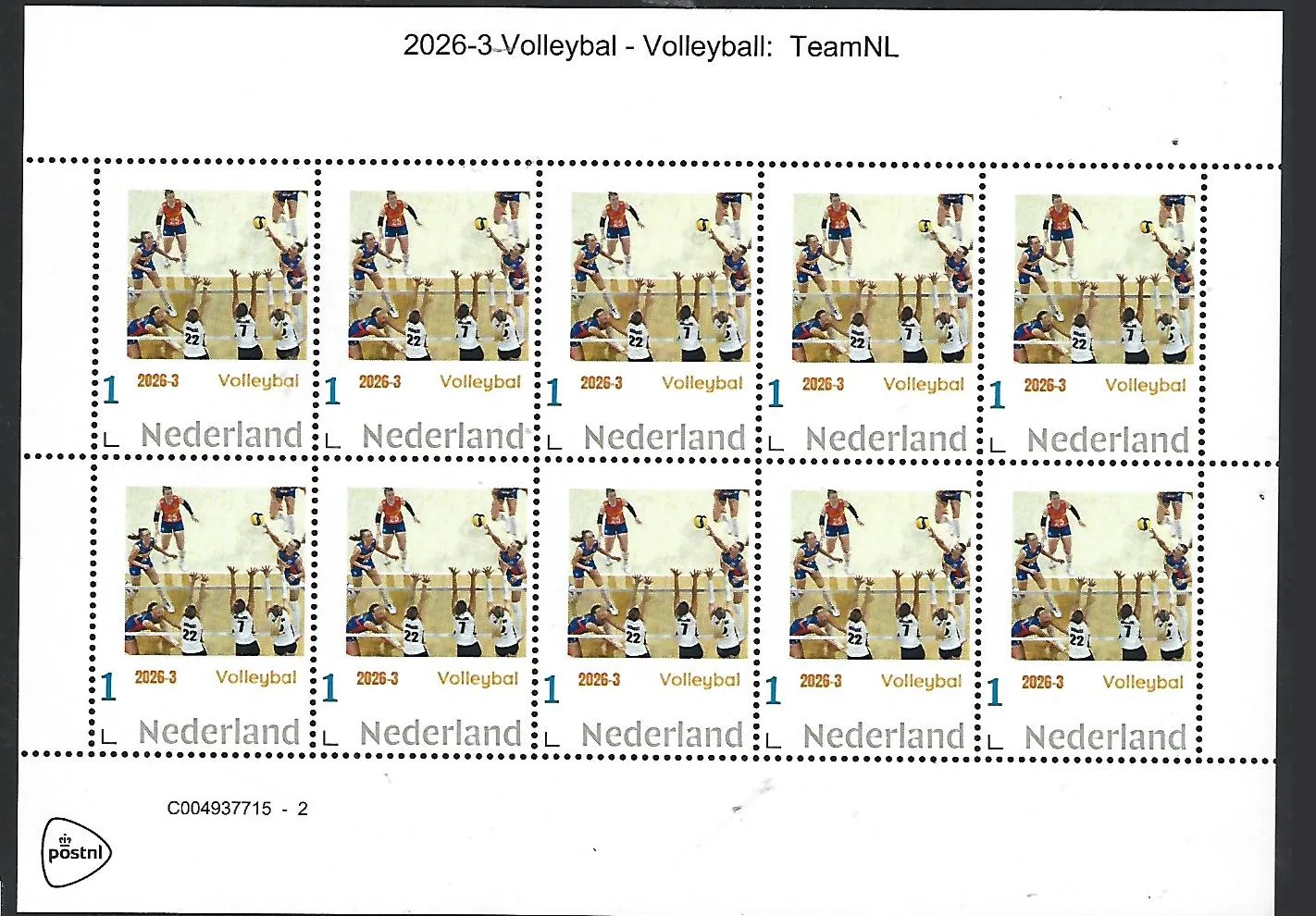 Netherlands 2026-3 Volleyball: Wolverines USA sheet MNH