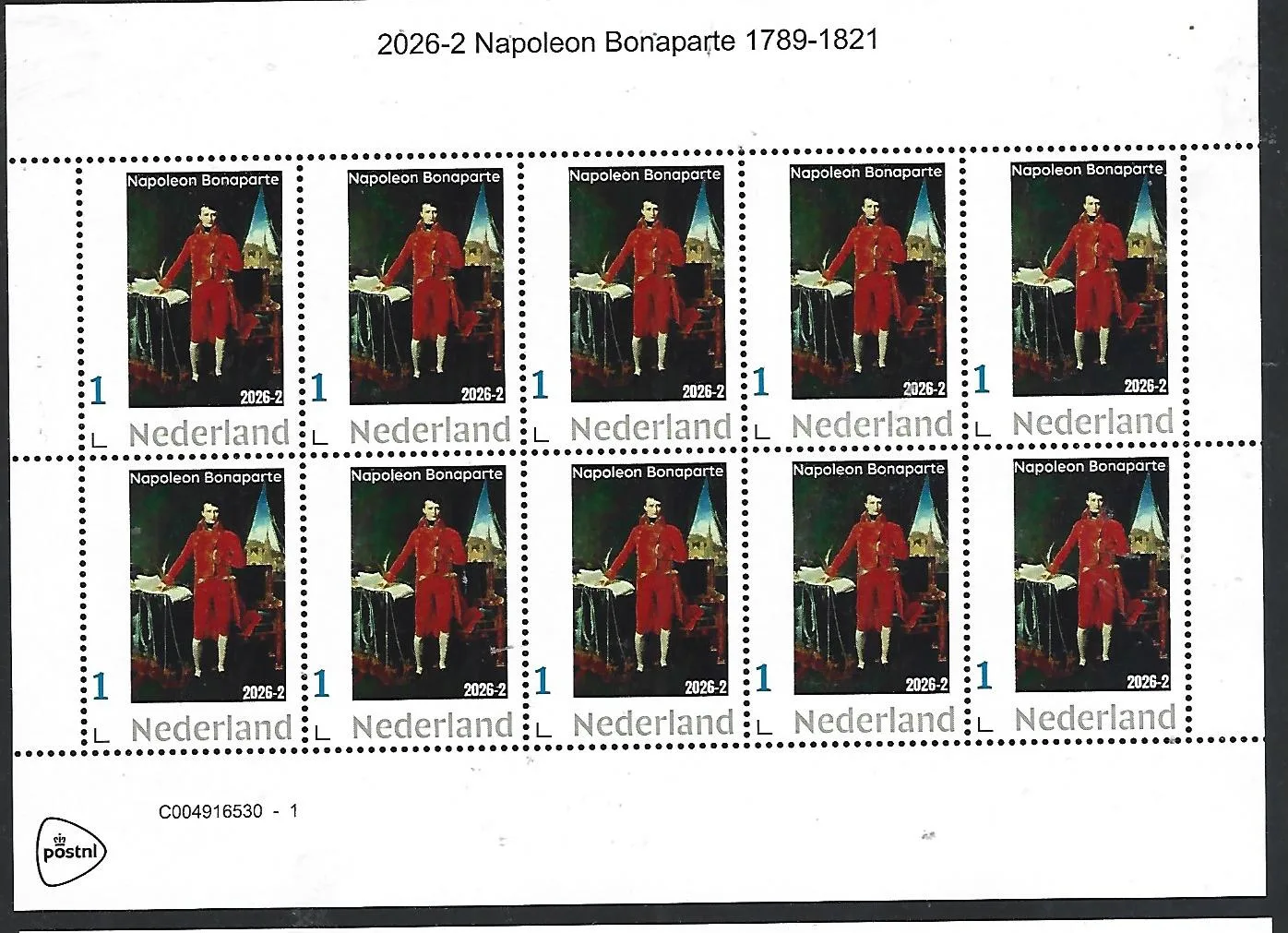 Nederland 2026-2 Napoleon Bonaparte selfportrait sheet postfris/mnh