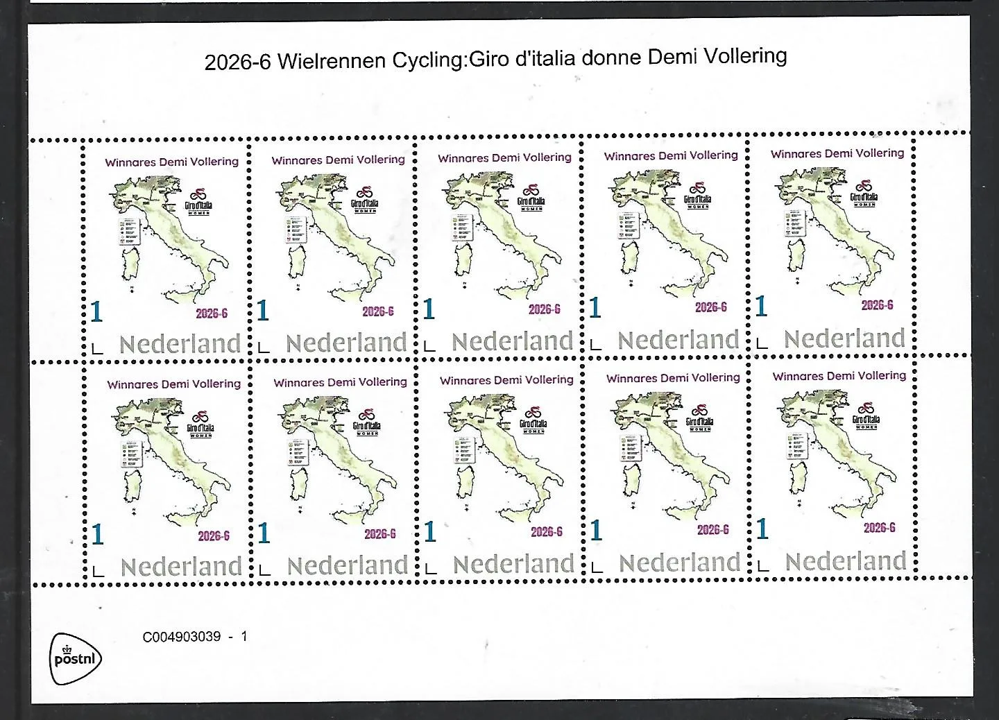 Nederland 2026-6 Wielrennen Cycling: Giro D'Italia donne Demi Vollering sheetlet postfris/mnh