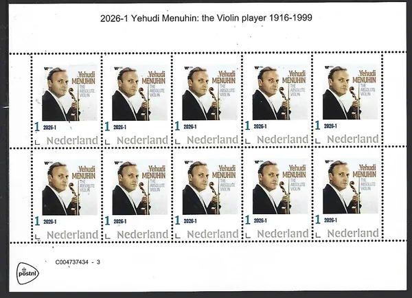 Netherlands 2026-1 Yehudi Menuhin The absolute Violin music sheet MNH
