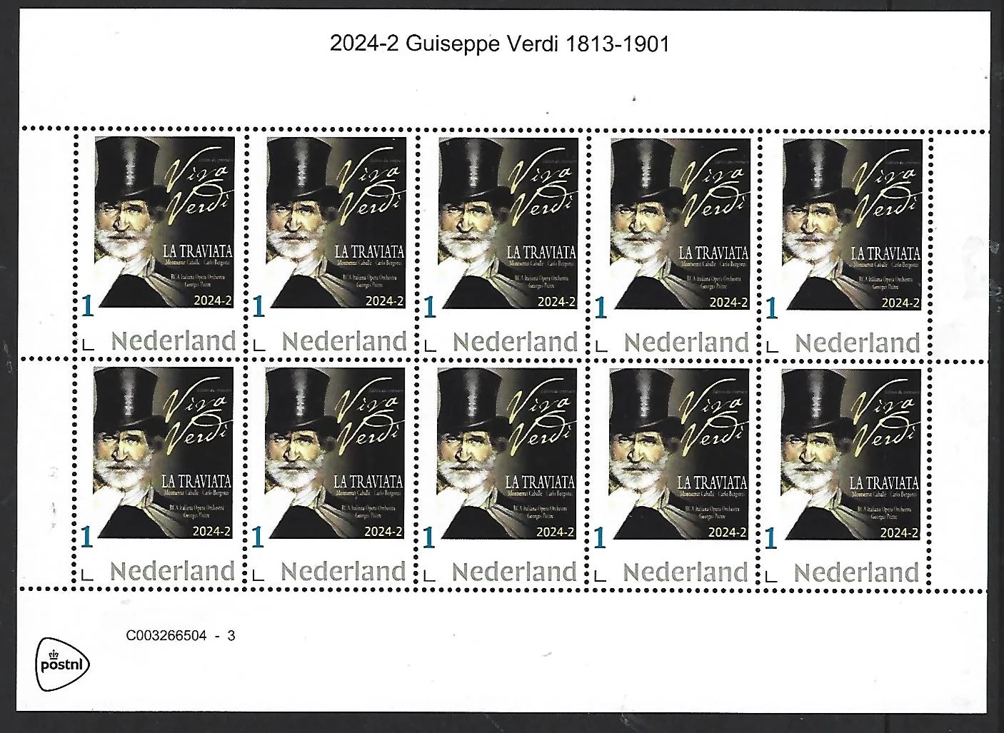 Niederlande 2024-2 Guiseppe Verdi La Traviata Briefmarkenblock postfrisch/mnh