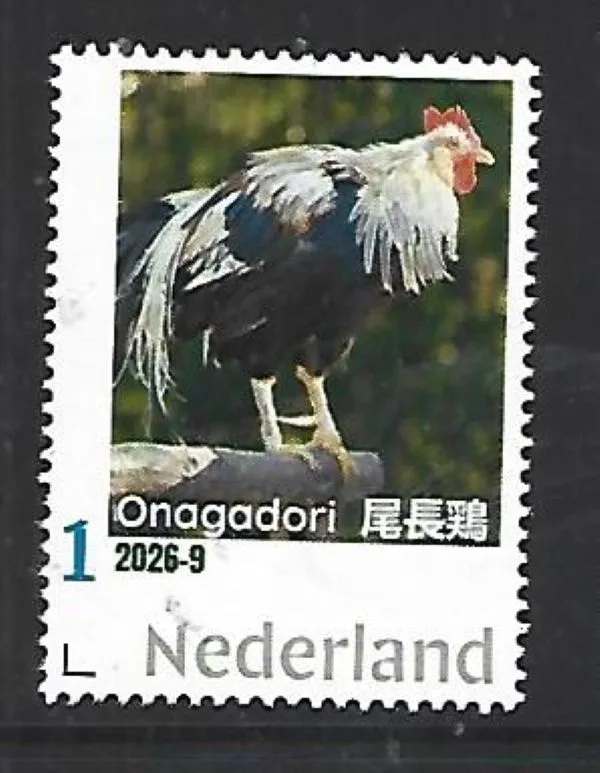 Netherlands 2026-9 Rooster Chicken: Onagadori Japan unmounted MNH