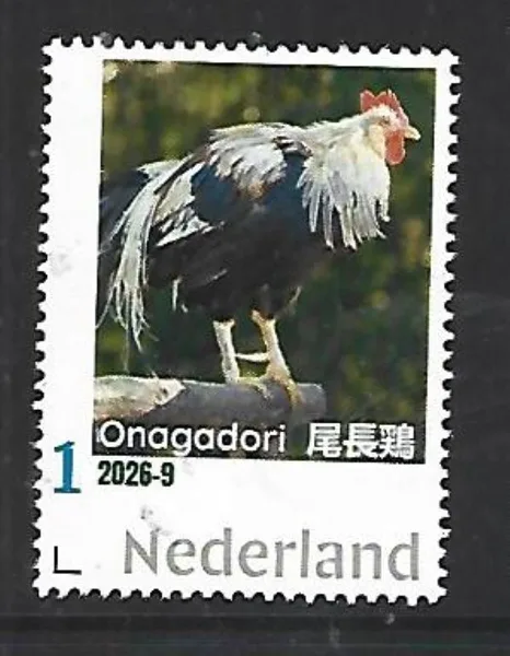 Netherlands 2026-9 Rooster Chicken: Onagadori Japan unmounted MNH