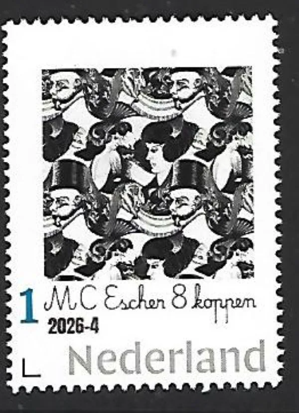 Nederland 2026-4 MC Escher: 8 koppen 8 heads 1922 postfris/mnh