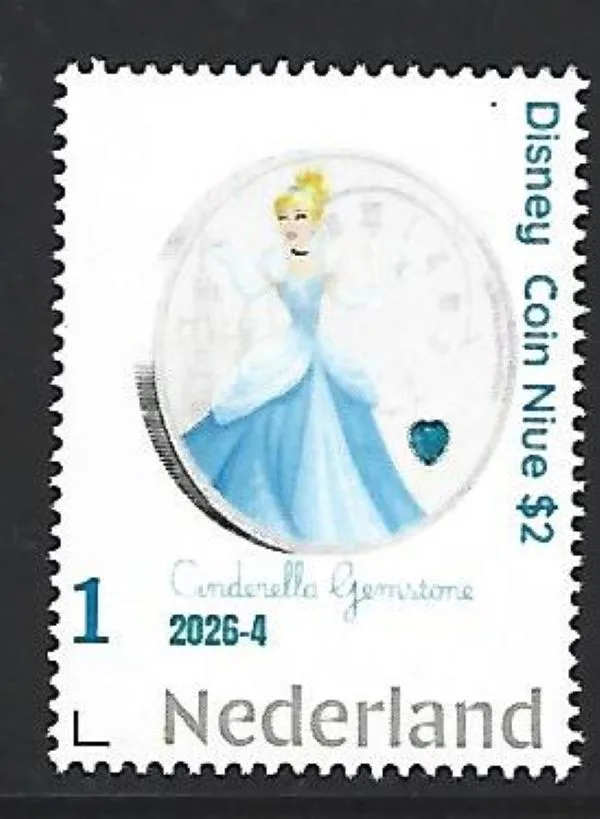 Nederland 2026-4 Coin on stamp Disney Cinderella $2 Niue postfris/mnh