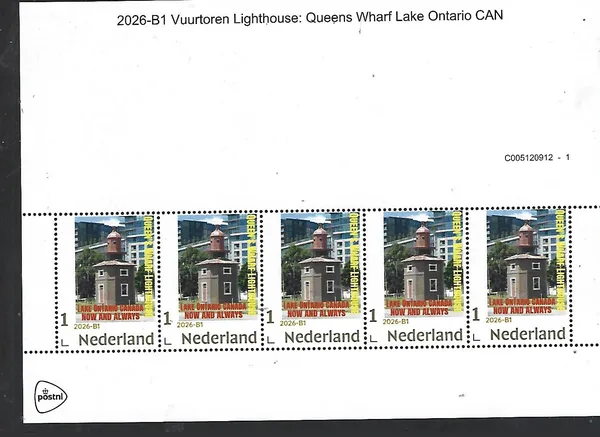 Netherlands 2026-B1 Lighthouse: Queens wharf Lake Ontario now and always sheet MNH
