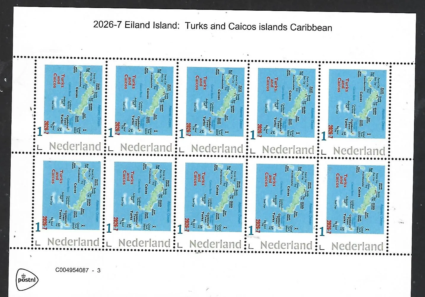Nederland 2026-7 Eiland Island: Turks & Caicos islands sheet posfris/mnh