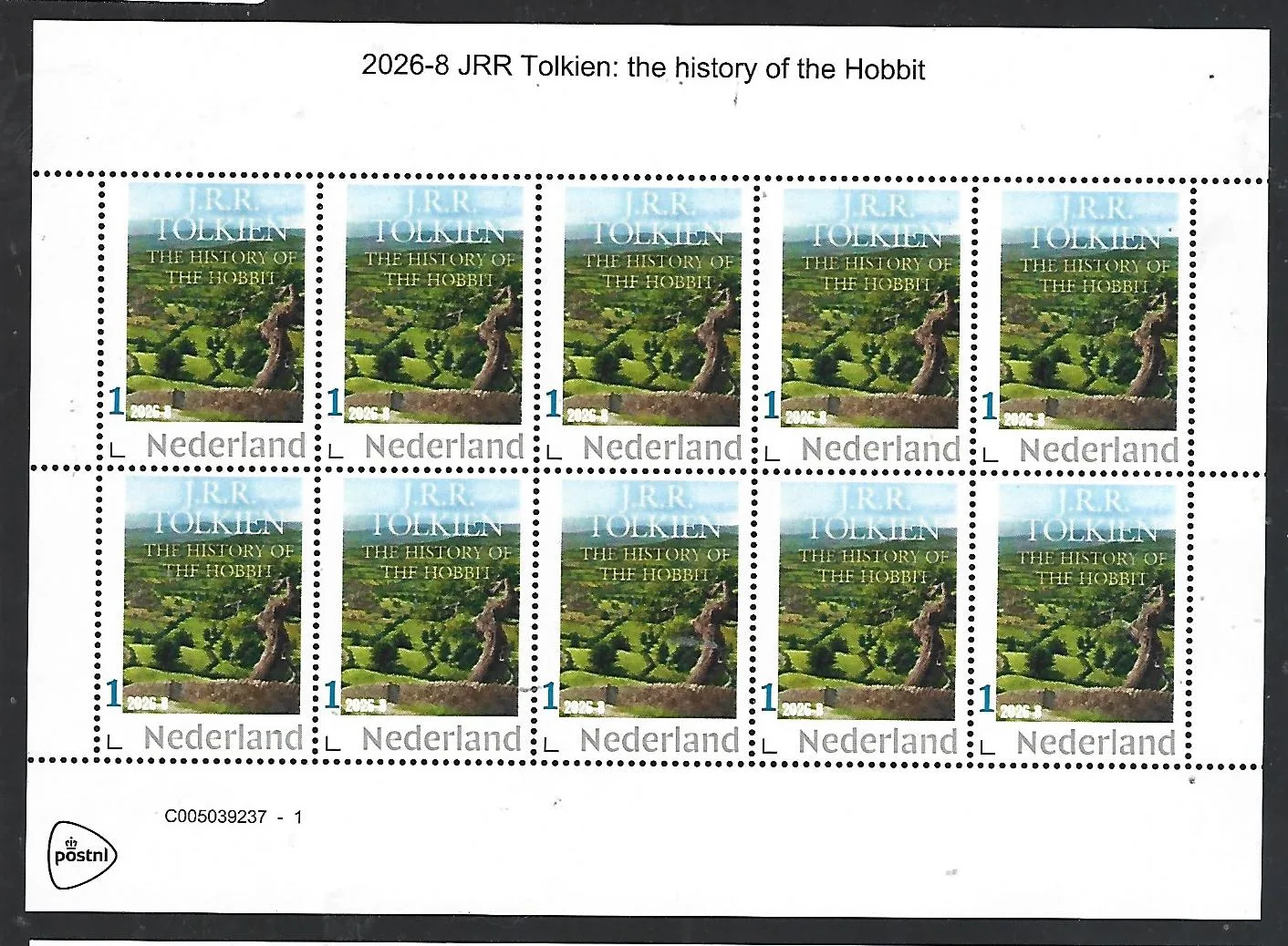 Netherlands 2026-8 JRR Tolkien: history of the hobbit sheet MNH
