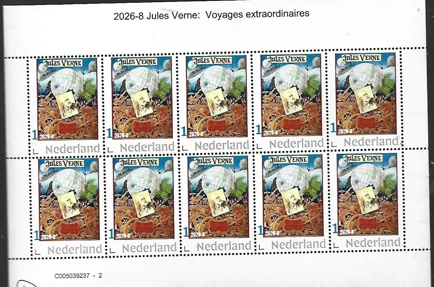 Netherlands 2026-8 Jules Verne: Voyages extraordinaires sheet MNH