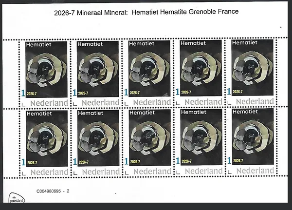 Netherlands 2026-7 Mineral: Hematite sheet MNH