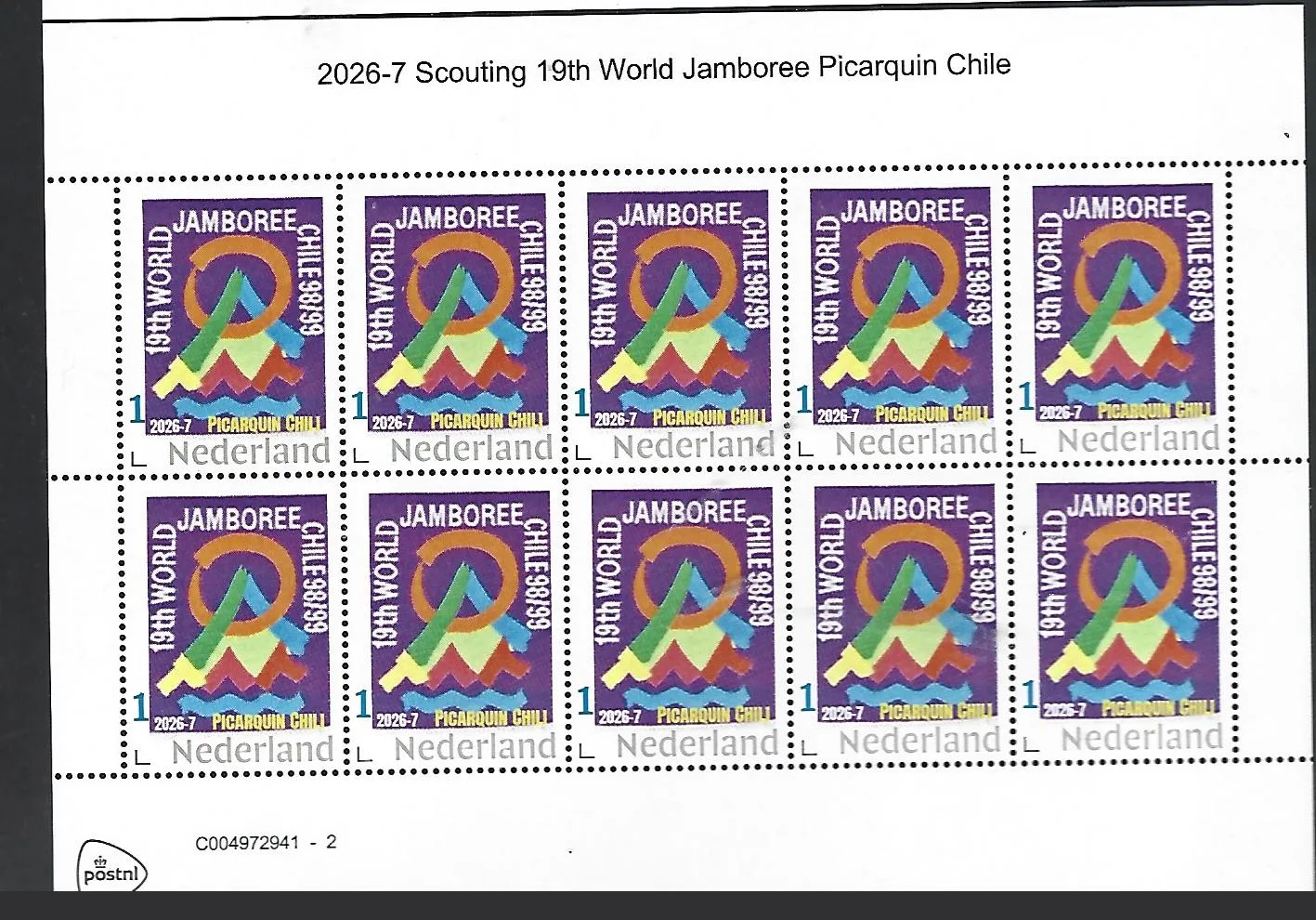 Nederland 2026-7 Padvinderij Scouting: 19th World Jamboree Picarquin Chili sheet postfris/mnh