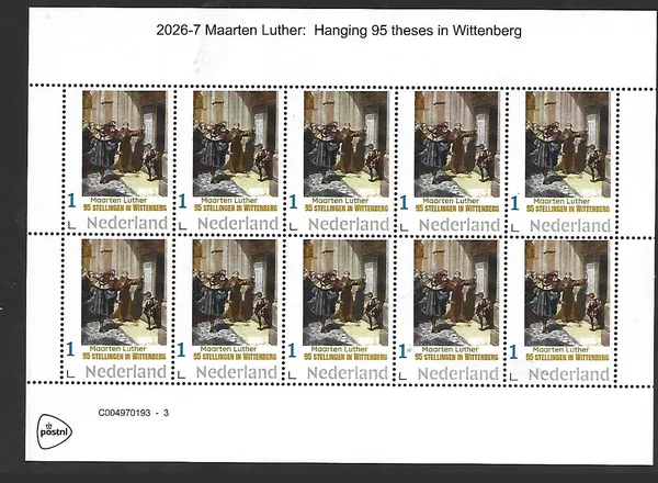 Netherlands 2026-7 Reformation: Martin Luther 95 theses Wittenberg sheet MNH