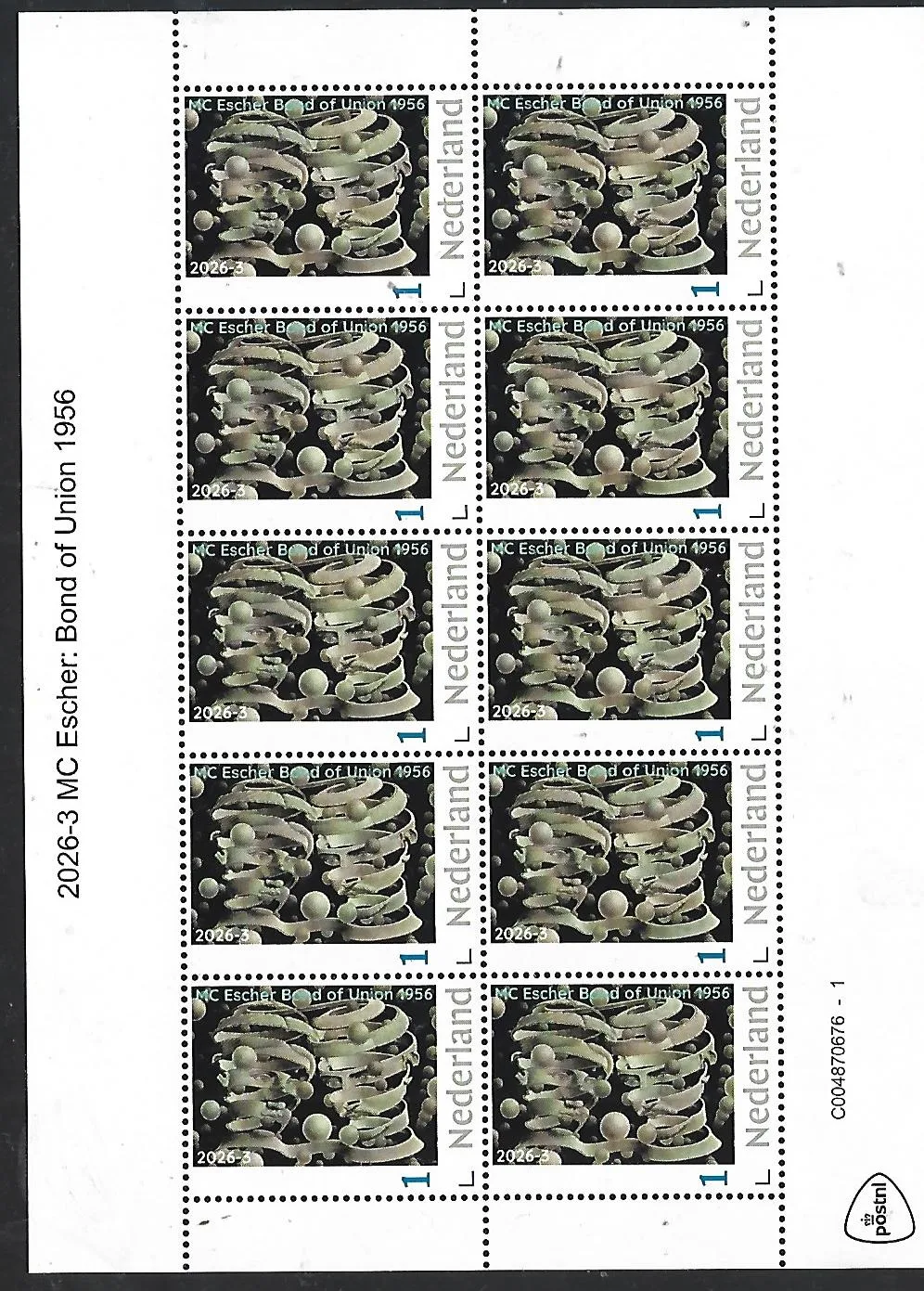 Nederland 2026-3 MC Escher: Bond of Union 1956 sheet postfris/mnh