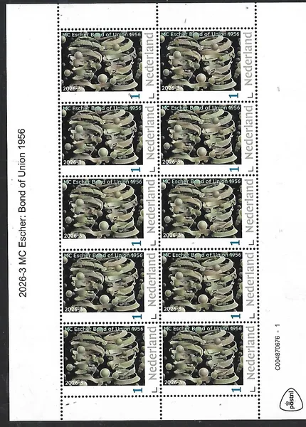 Netherlands 2026-3 MC Escher: Bond of Union 1956 sheet MNH
