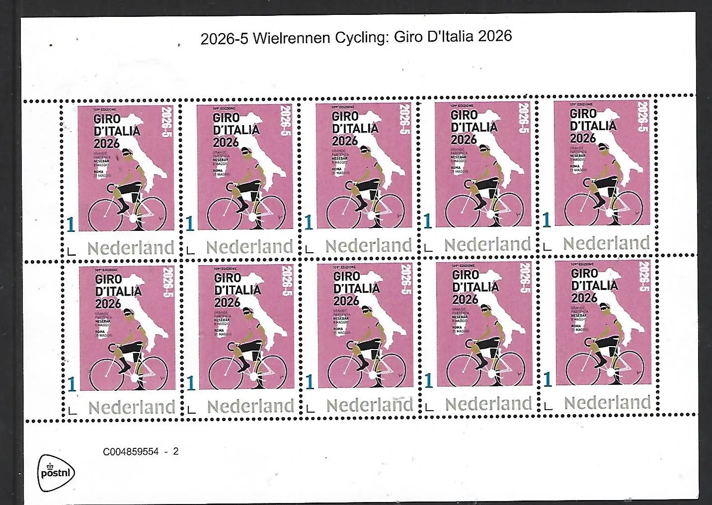 Netherlands 2026-5 Cycling: Giro D'Italia sheet MNH