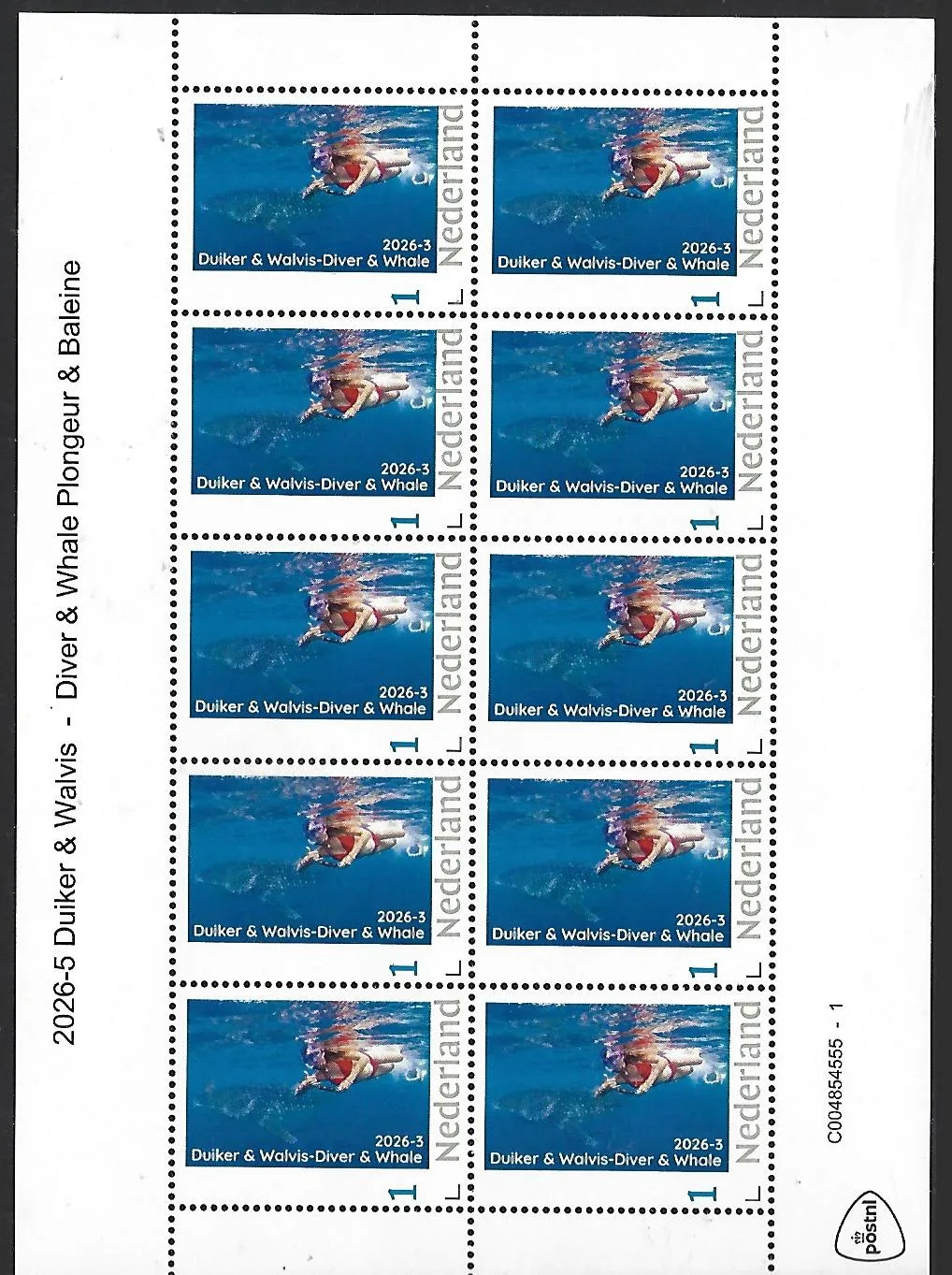Netherlands 2026-3 Diver & Whale sheet MNH