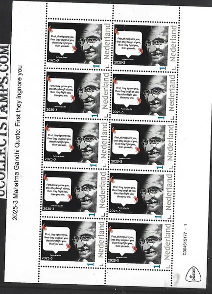 Nederland 2025-3 Mahatma Gandhi: first they ignore you sheet postfris/mnh