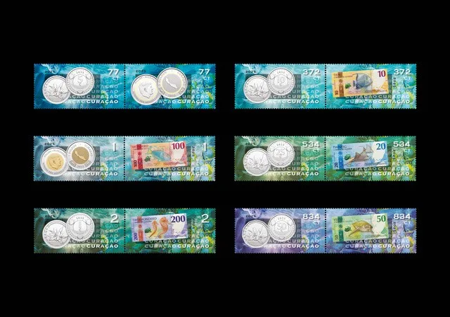 Curacao 2025 Curacao guilder bankbiljet munt op zegel postfris/mnh