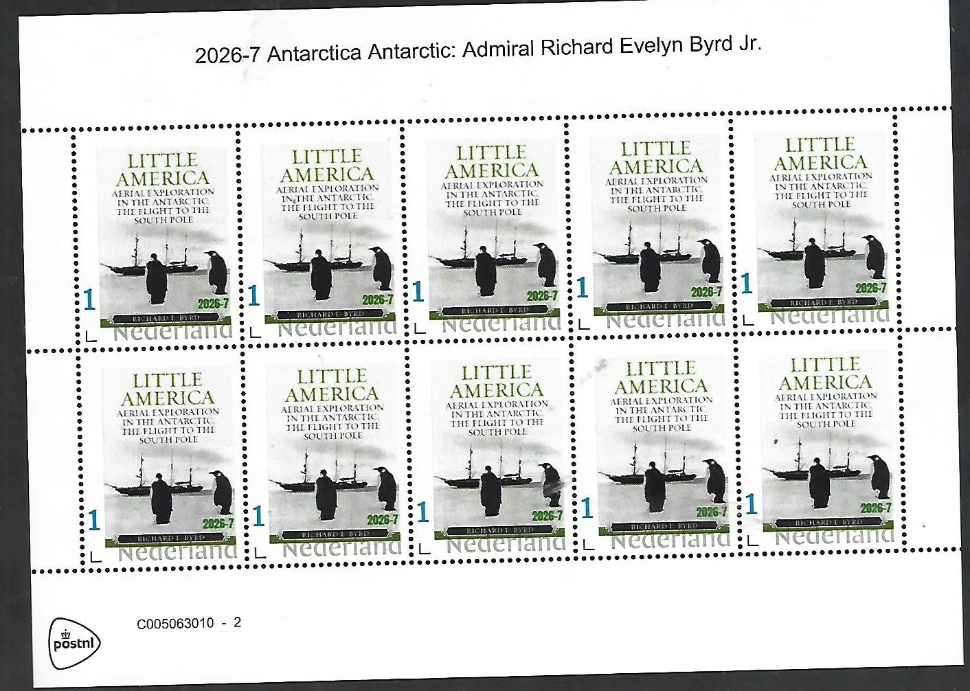 Nederland 2026-7 Antarctica: Admiral Richard E Byrd sheet postfris/mnh