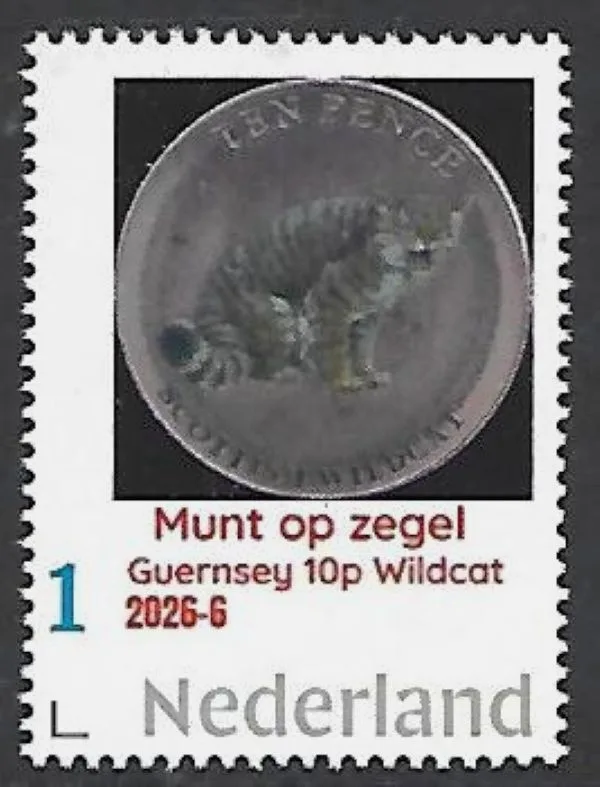 Netherlands 2026-6 Animals on coin: Scottish Wildcat Guernsey 10p MNH