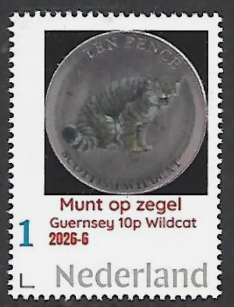 Netherlands 2026-6 Animals on coin: Scottish Wildcat Guernsey 10p MNH