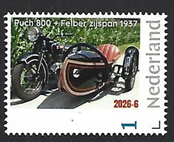 Netherlands 2026-6 Motorcycle: Puch 800 + sidecar MNH