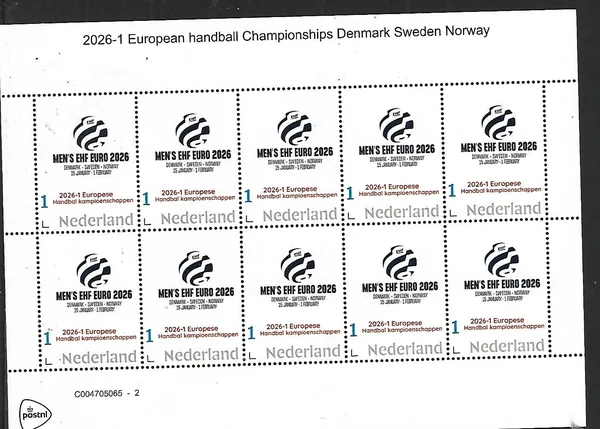 Handball 2026-1 Euro Championships Denmark Sweden Norway SHEET MNH
