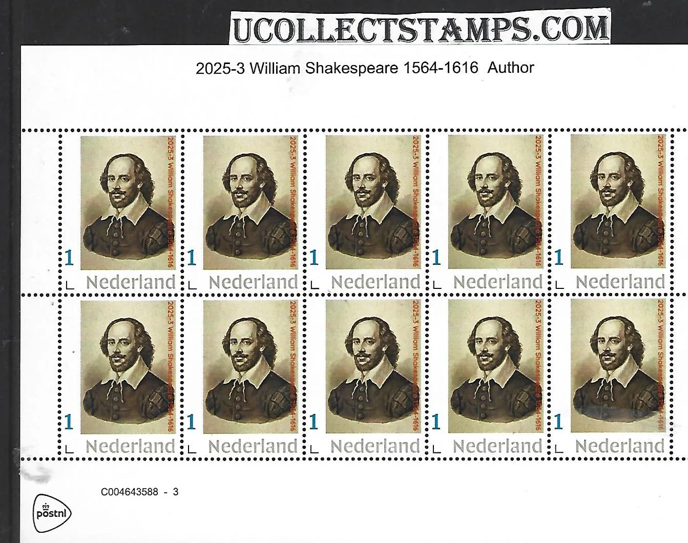 Nederland 2025-3 William Shakespeare sheetlet postfris/mnh