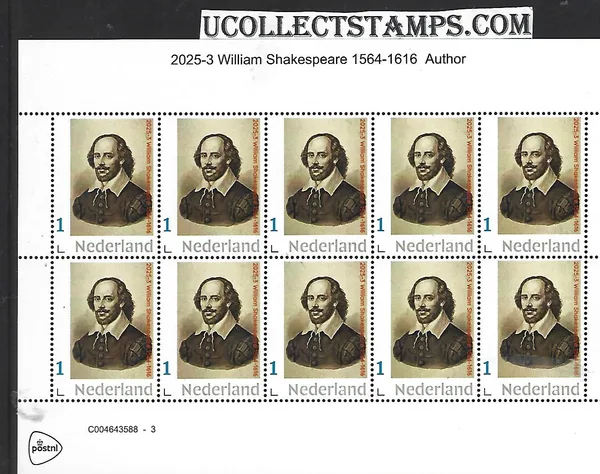 Netherlands 2025-3 William Shakespeare sheetlet MNH