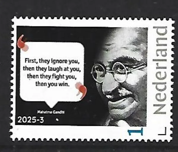 Nederland 2025-3 Mahatma Gandhi: first they ignore you postfris/mnh