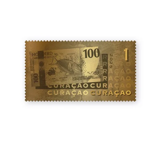 Curacao 2025 Curacao guilder bankbiljet op zegel Fish postfris/mnh