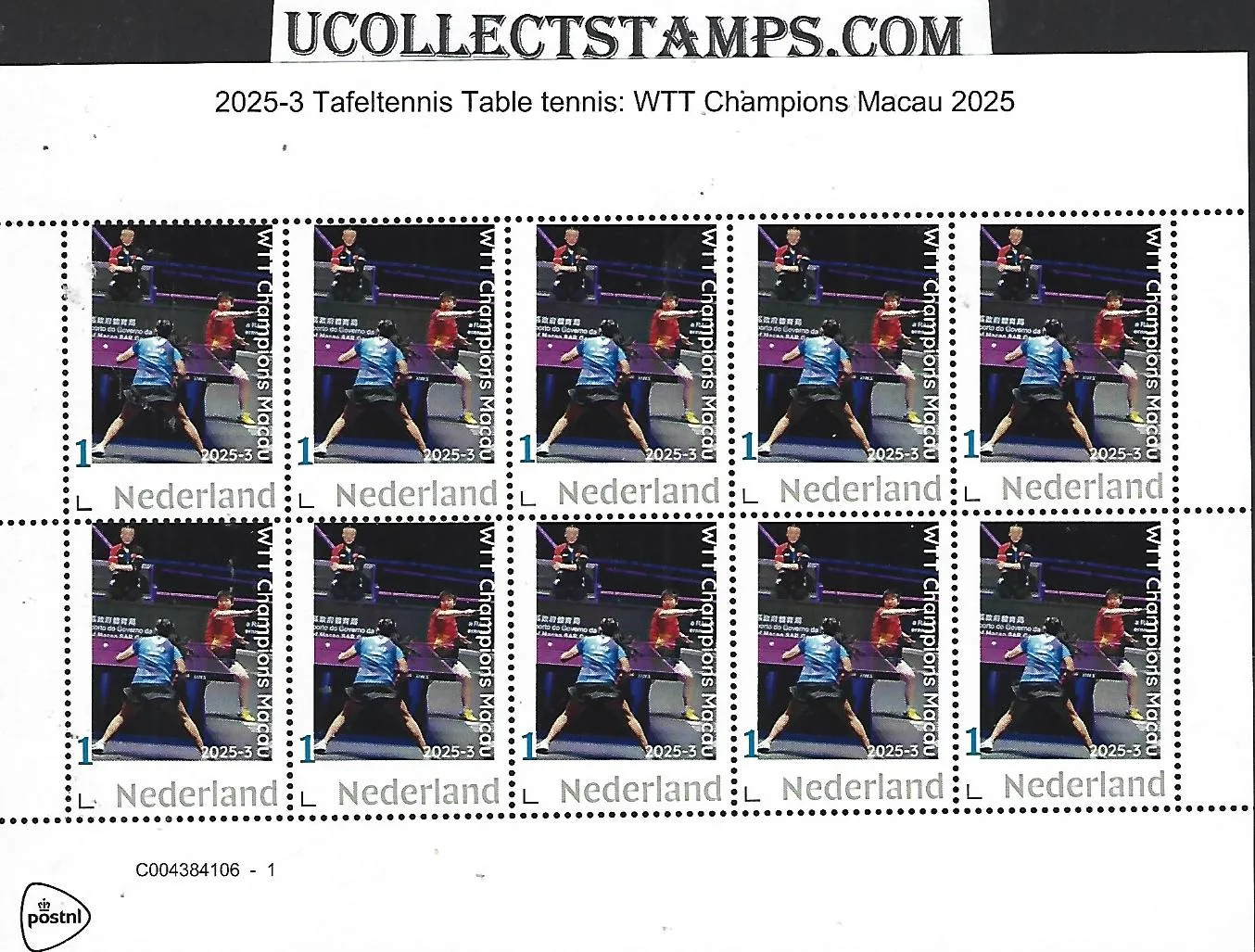 Nederland 2025-3 Tafeltennis table tennis: WTT Macao sheetlet postfris/mnh