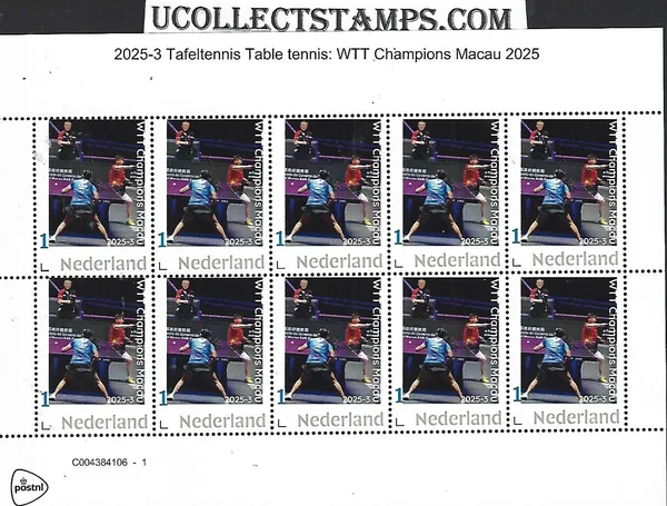 Netherlands 2025-3 Table Tennis: WTT Macao sheetlet MNH